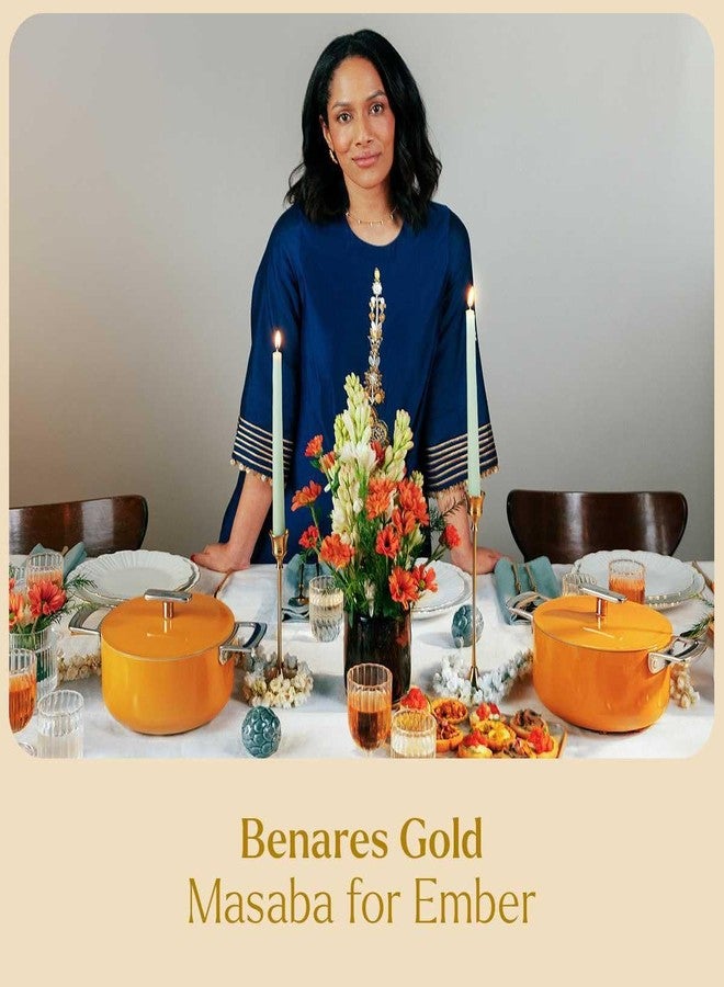 Ember Cookware قدر طهي سيراميك أرسيللا من إمبر كوكوير، 20 سم | 2.6 لتر، غير لاصق وغير سام، بغطاء معدني | معتمد من هيئة المواصفات والمقاييس الهندية | أواني طهي سيراميك | قدر برياني | مقبض فولاذي | ضمان 5 سنوات | بيناريس جولد - Image 4